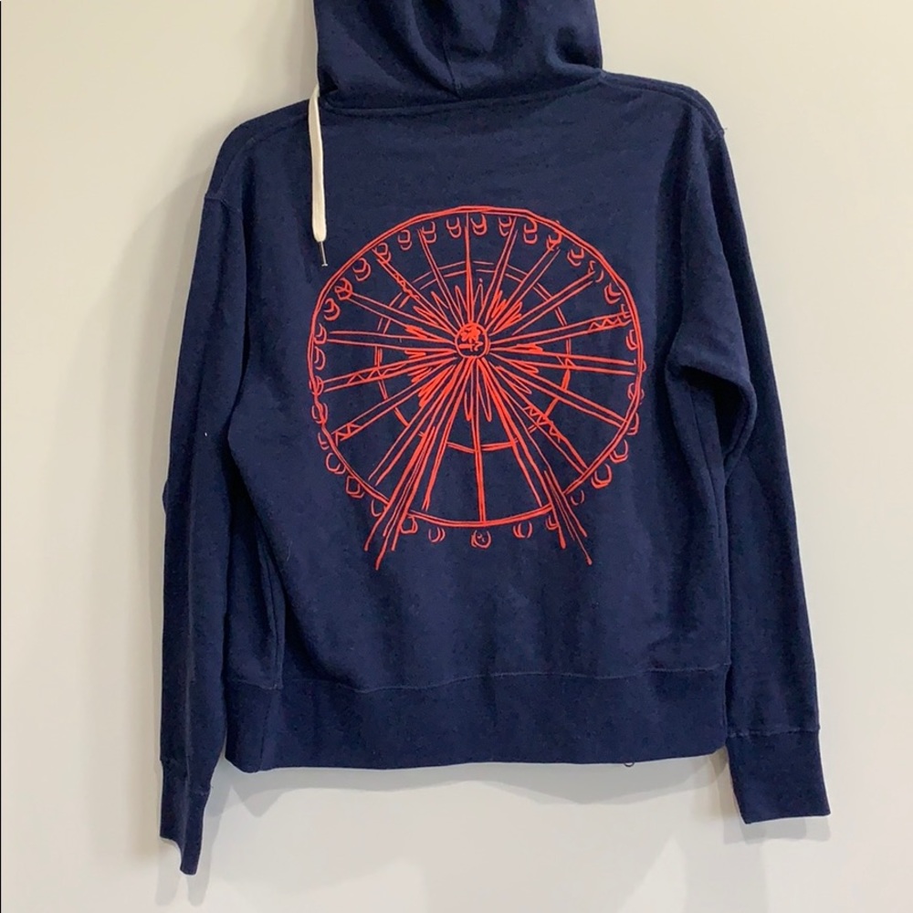 Coachella Navy and Red Print Zip Up Sweatshirt - Picture 2 of 6